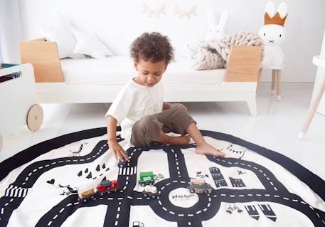 Tapis de jeu & sac à jouets - roadmap/ thunderbolt Couleur naturelle & noir 2 - vertbaudet enfant 