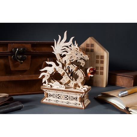 Dragon de bois – Maquette en bois à construire, puzzle 3D porte-bonheur avec tiroir secret Brown 5 - vertbaudet enfant 