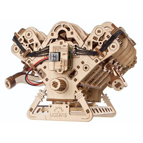 Moteur V8 – Maquette mécanique en bois à construire, puzzle 3D fonctionnel avec moteur électrique Brown 5 - vertbaudet enfant 