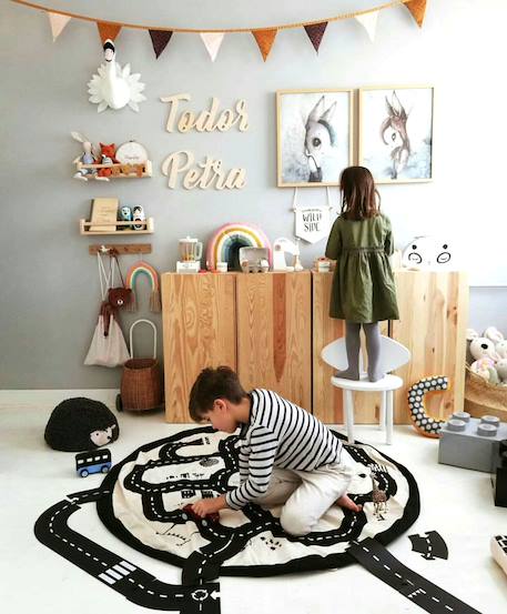 Tapis de jeu & sac à jouets - roadmap/ thunderbolt Couleur naturelle & noir 3 - vertbaudet enfant 