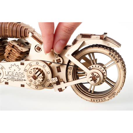 Motocyclette VM-02 en bois à construire – maquette mécanique 3D avec moteur à élastique Brown 2 - vertbaudet enfant 