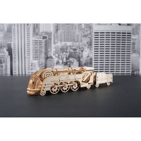 Mini locomotive en bois à construire – maquette mécanique 3D avec tender et moteur à élastique Brown 3 - vertbaudet enfant 