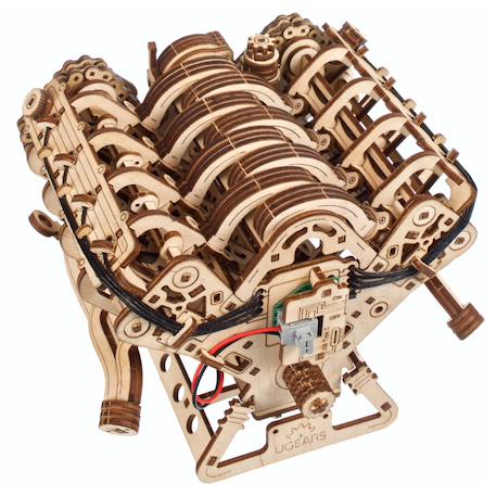 Moteur V8 – Maquette mécanique en bois à construire, puzzle 3D fonctionnel avec moteur électrique Brown 4 - vertbaudet enfant 
