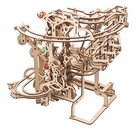 Circuit à billes avec palan à chaîne – Maquette mécanique en bois à construire, puzzle 3D avec ascenseur et pistes modulables Brown 5 - vertbaudet enfant 
