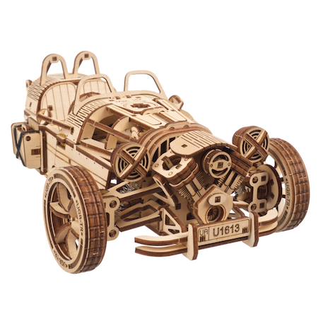 Tricycle UGR-S – Maquette mécanique en bois à construire, puzzle 3D à moteur à ressort Brown 2 - vertbaudet enfant 