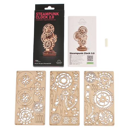 Horloge Steampunk 2.0 – Maquette en bois mécanique à construire, puzzle 3D décoratif Brown 3 - vertbaudet enfant 