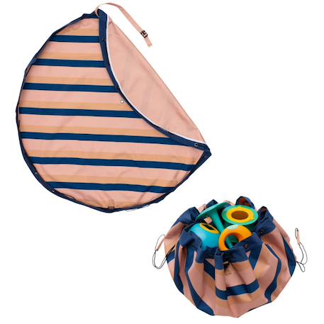 Tapis de jeu & sac à jouets- outdoor - mokka stripes Mokka et bleu 1 - vertbaudet enfant 