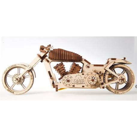 Motocyclette VM-02 en bois à construire – maquette mécanique 3D avec moteur à élastique Brown 4 - vertbaudet enfant 