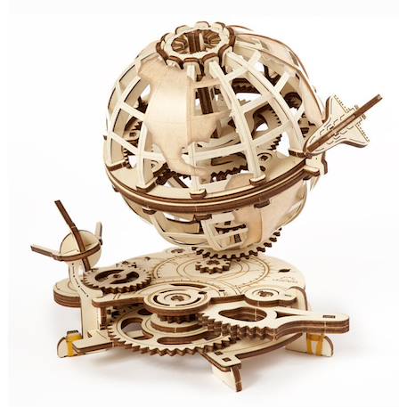 Globus – Maquette en bois mécanique à construire, globe terrestre rotatif Brown 2 - vertbaudet enfant 