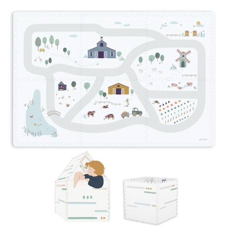 Tapis puzzle enfant, boîte de rangement & mini maison - ferme Multicouleur, couleur naturel 1 - vertbaudet enfant 