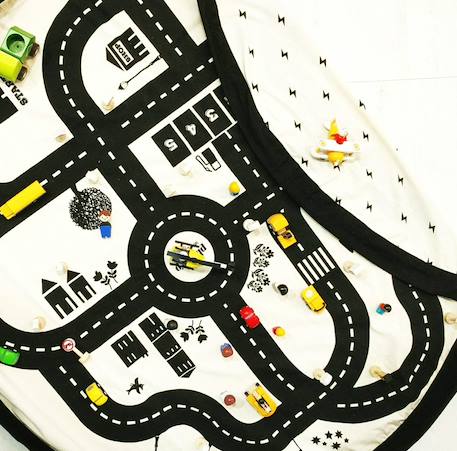 Tapis de jeu & sac à jouets - roadmap/ thunderbolt Couleur naturelle & noir 6 - vertbaudet enfant 