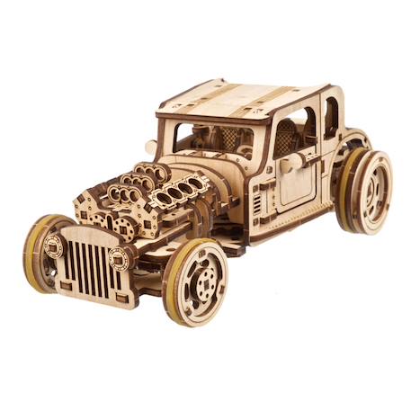 Hot Rod souris furieuse en bois à construire – maquette mécanique 3D à double moteur Brown 2 - vertbaudet enfant 