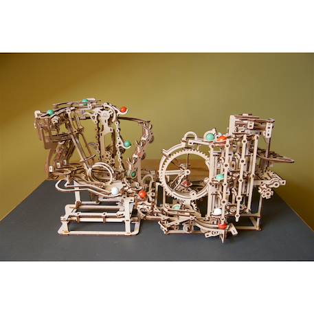 Circuit à billes avec palan et monte-charge – Maquette en bois mécanique à construire Brown 4 - vertbaudet enfant 