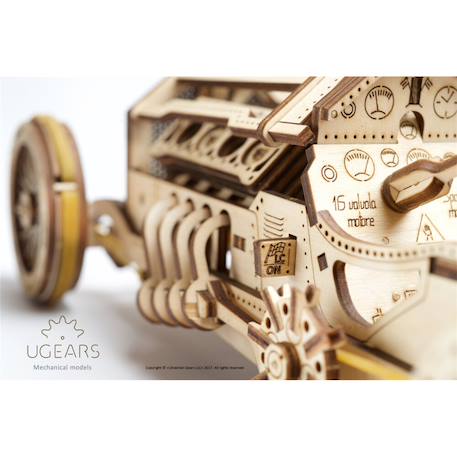 Voiture Grand Prix U-9 – Maquette mécanique en bois à construire avec moteur V8 Brown 4 - vertbaudet enfant 