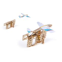 Lanceur d’avion en bois à construire – maquette mécanique 3D avec moteur à élastique et avions inclus  - vertbaudet enfant
