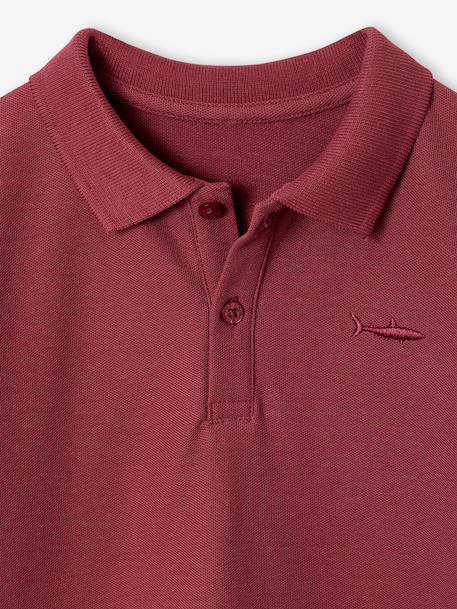 Polo garçon manches courtes broderie poitrine blanc+bleu+jaune pâle+kaki clair+MARINE+terracotta 21 - vertbaudet enfant 