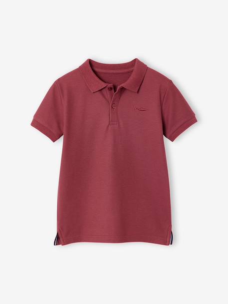 Polo garçon manches courtes broderie poitrine blanc+bleu+jaune pâle+kaki clair+MARINE+terracotta 19 - vertbaudet enfant 