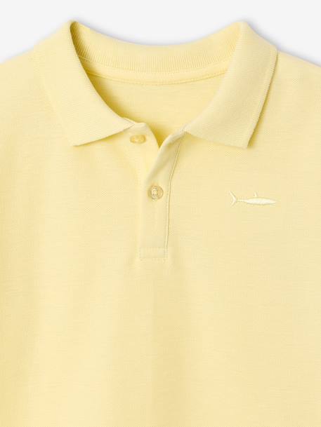 Polo garçon manches courtes broderie poitrine blanc+bleu+jaune pâle+kaki clair+MARINE+terracotta 9 - vertbaudet enfant 