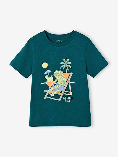 T-shirt animal ludique garçon vanille+vert 4 - vertbaudet enfant 