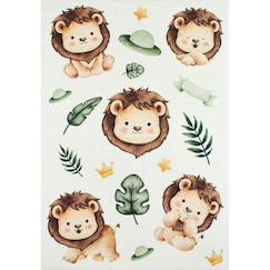 Linge de maison et décoration-Décoration-Tapis enfant lions en polyester
