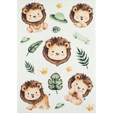 Tapis enfant lions en polyester Beige 1 - vertbaudet enfant 