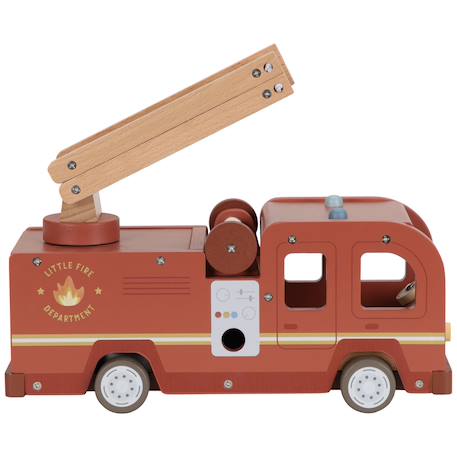 Camion de pompiers en bois Rouge, bleu, jaune 1 - vertbaudet enfant 