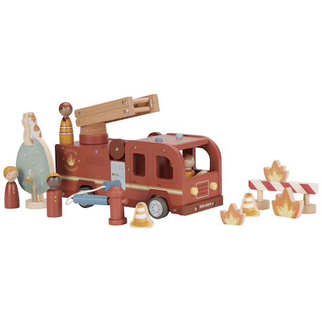Camion de pompiers en bois Rouge, bleu, jaune 3 - vertbaudet enfant 