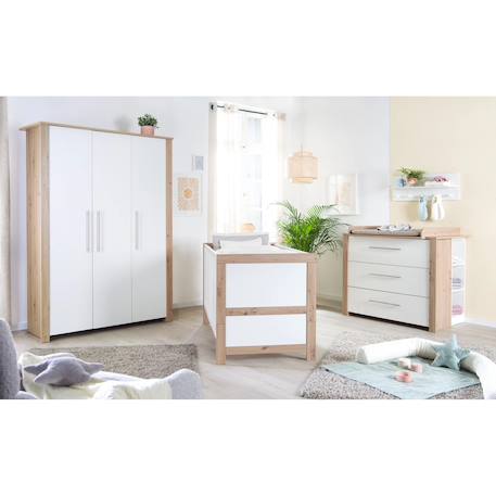 Chambre bébé évolutive complète avec soft-close malo Blanc - chêne sonoma scié 2 - vertbaudet enfant 