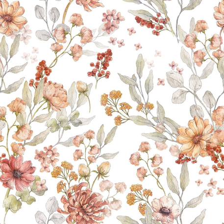 Papier peint enfants autumn meadow white 100 x 280 cm Red 2 - vertbaudet enfant 
