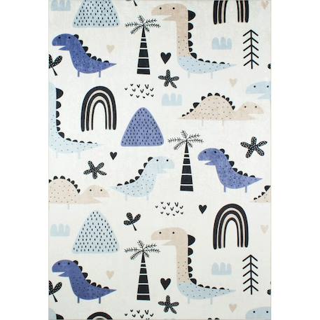 Tapis enfant dinosaures happy en polyester Bleu 1 - vertbaudet enfant 