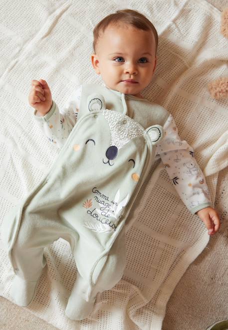 Bébé-Pyjama bébé en velours ouverture pont nuage