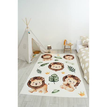 Tapis enfant lions en polyester Beige 2 - vertbaudet enfant 