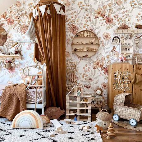 Papier peint enfants autumn meadow white 100 x 280 cm Red 1 - vertbaudet enfant 