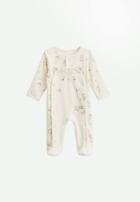 Pyjama bébé en velours ouverture pont envolée de bisous Beige 1 - vertbaudet enfant 
