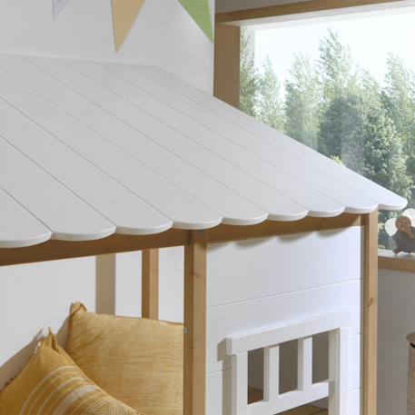 Lit cabane avec façade pin et imitation bois  henrik Blanc bois 5 - vertbaudet enfant 