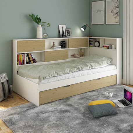 Lit à rangements pin massif   ambre Blanc bois 5 - vertbaudet enfant 