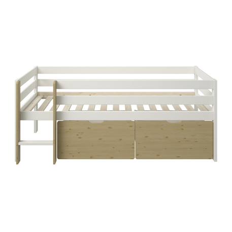 Lit surélevé avec tiroirs pin massif   colette Blanc bois 6 - vertbaudet enfant 