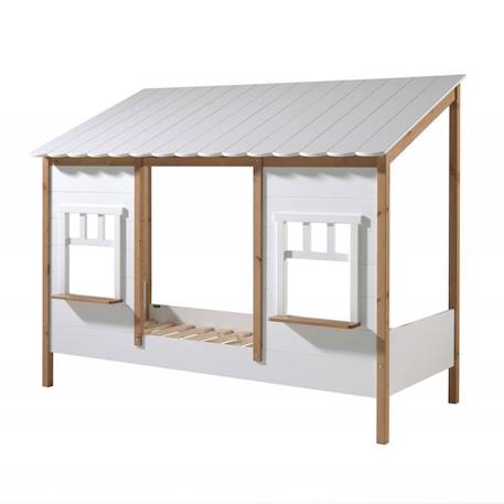 Lit cabane avec façade pin et imitation bois  henrik Blanc bois 4 - vertbaudet enfant 