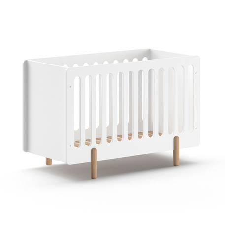 Lit bébé sommier réglable pin massif et imitation bois  darius Blanc bois 2 - vertbaudet enfant 