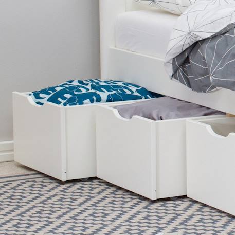 Lit avec tiroirs pin massif  arthur Blanc bois 3 - vertbaudet enfant 