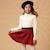 Ensemble   jupe plissée tartan   & col roulé Rouge beige 2 - vertbaudet enfant 