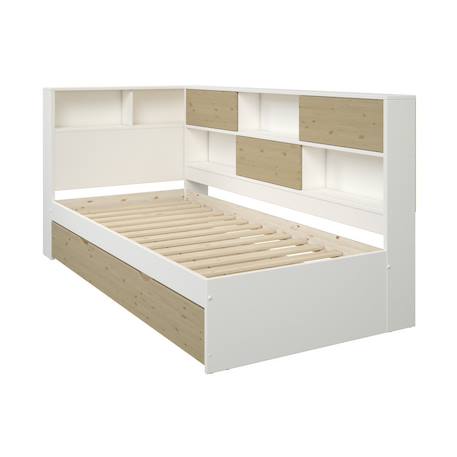 Lit à rangements et tiroir gigogne pin massif   ambre Blanc bois 3 - vertbaudet enfant 
