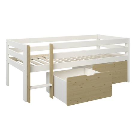 Lit surélevé avec tiroirs pin massif   colette Blanc bois 5 - vertbaudet enfant 