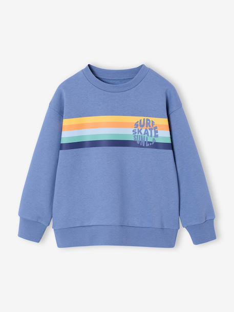 Sweat garçon col rond rayures graphiques blanc chiné+bleu grisé 7 - vertbaudet enfant 