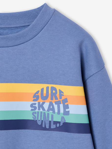 Sweat garçon col rond rayures graphiques blanc chiné+bleu grisé 9 - vertbaudet enfant 