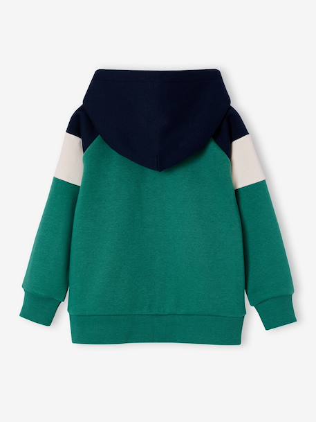 Sweat zippé garçon capuche coloblock bleu moyen+ocre+vert 9 - vertbaudet enfant 