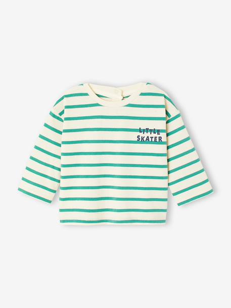 T-shirt bébé rayé pressionné dos rayé vert+rouge 1 - vertbaudet enfant 