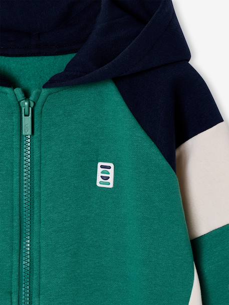 Sweat zippé garçon capuche coloblock bleu moyen+ocre+vert 10 - vertbaudet enfant 