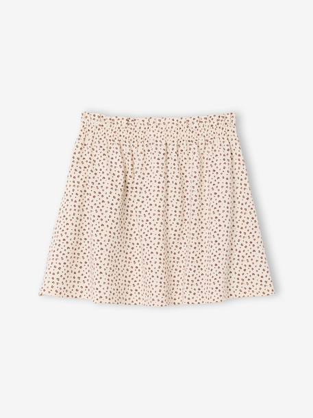 Jupe tournante imprimée fille beige+blanc imprimé+bleu chambray+rose pâle 2 - vertbaudet enfant 