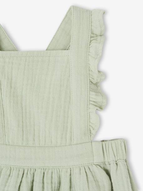 Robe bébé en gaze de coton bretelles à volants vert d'eau+vieux rose 3 - vertbaudet enfant 